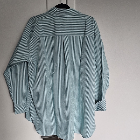 Green Pinstripe Button Down Shirt Penningtons Size X - Picture 8 of 11